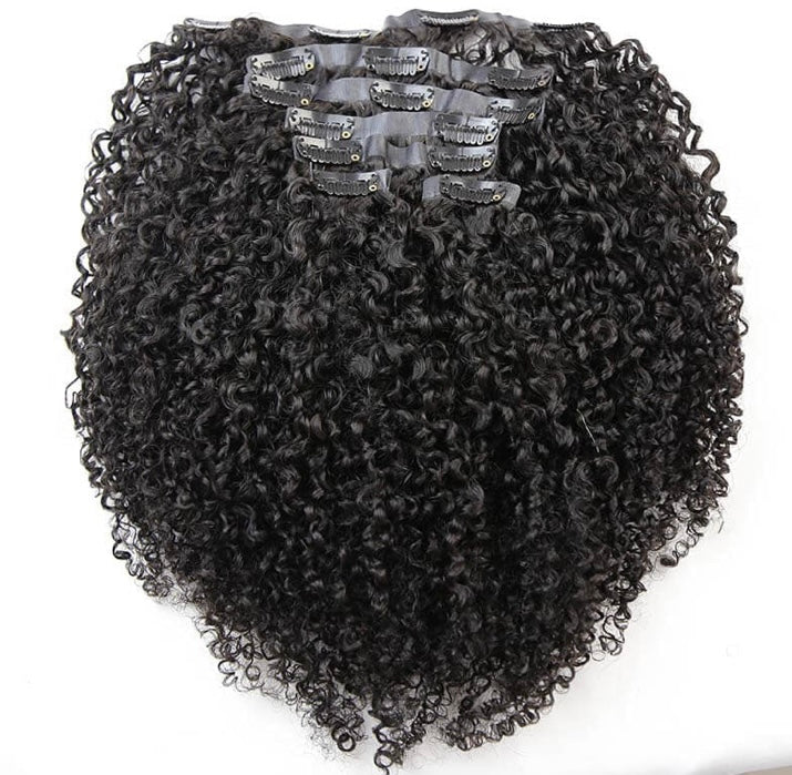 RAW115 raw Indian Coily clip-in hair extensions