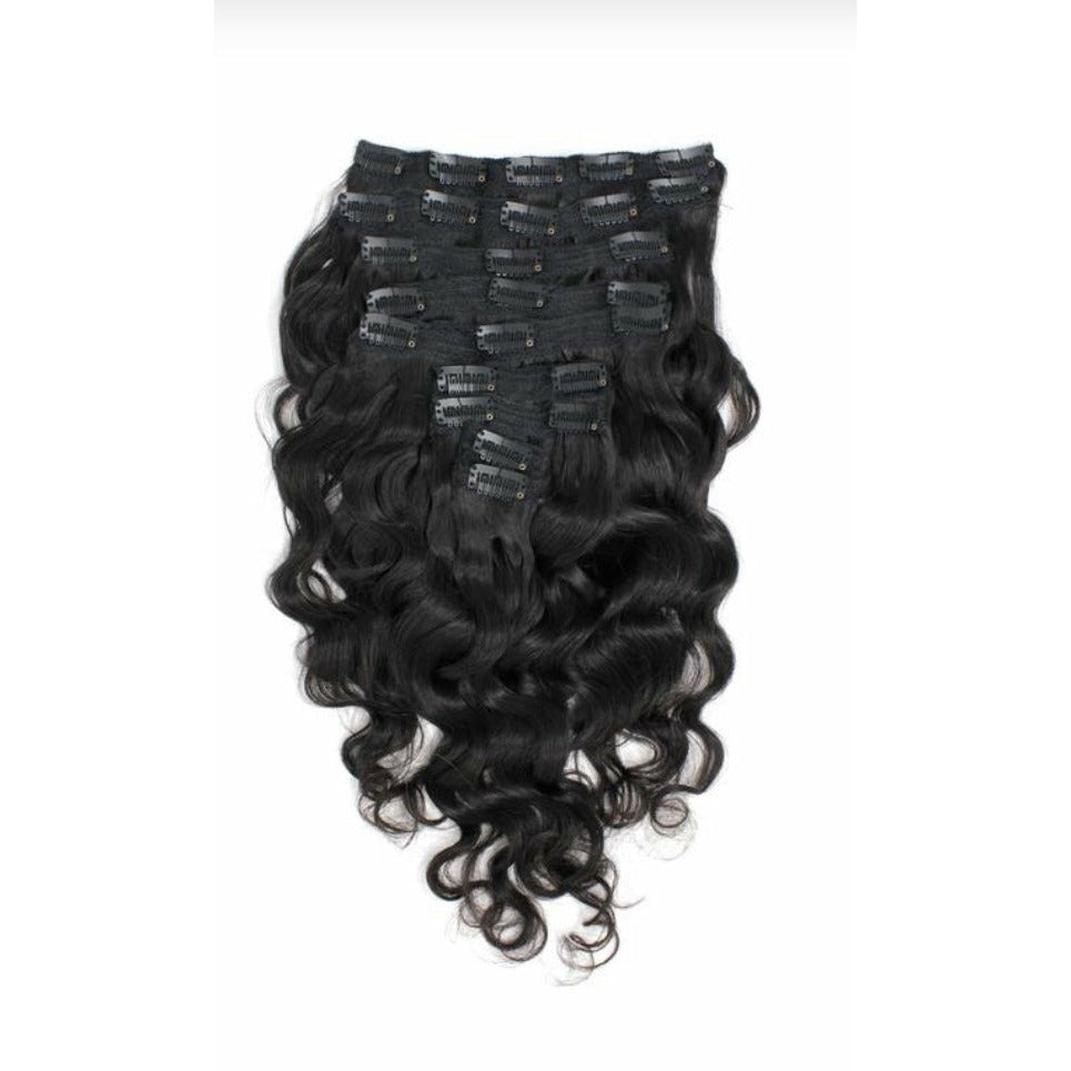 RAW115 raw Indian Wavy clip-in hair extensions
