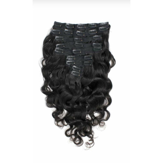 RAW115 raw Indian Wavy clip-in hair extensions